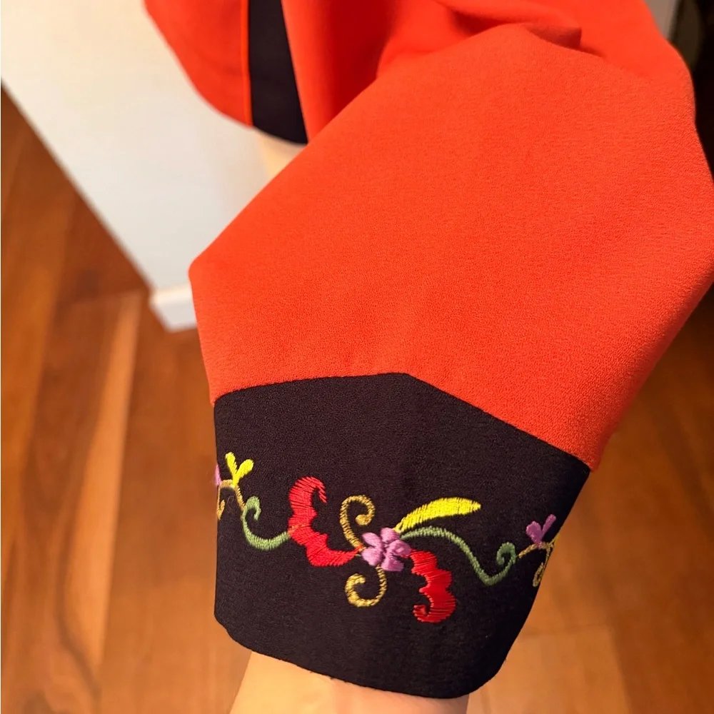 Elegant Embroidered Orange Blazer - Picture 4 of 11